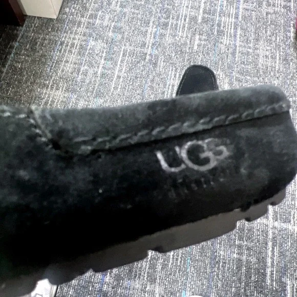 UGG Alamar Men Clog Slippers Size 11 Black Suede Shearling Sheepskin Slip On - Picture 8 of 11